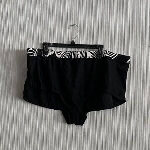 Black Women's Swim Briefs with Zebra-Trim Waistband